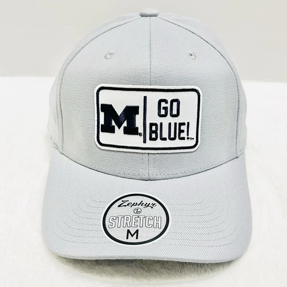 Zephyr Michigan Wolverines Go Blue Hat Cap Stretch Flex Medium Gray NCAA College